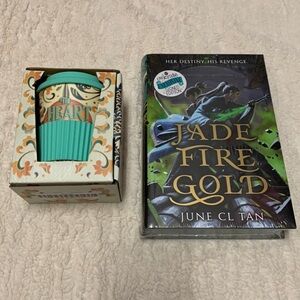 Exclusive Owlcrate Jade Fire Gold and FairyLoot Travel Cup